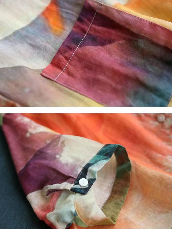 Stand Collar Casual Loose Printed Blouse