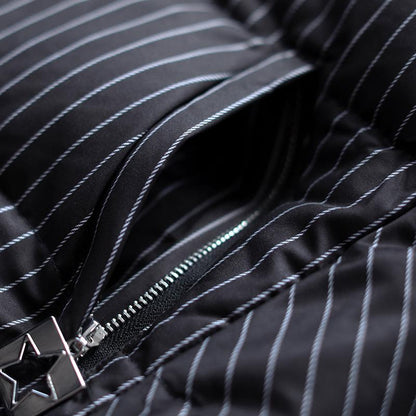 Stand Collar Casual Striped Warm Down Coat