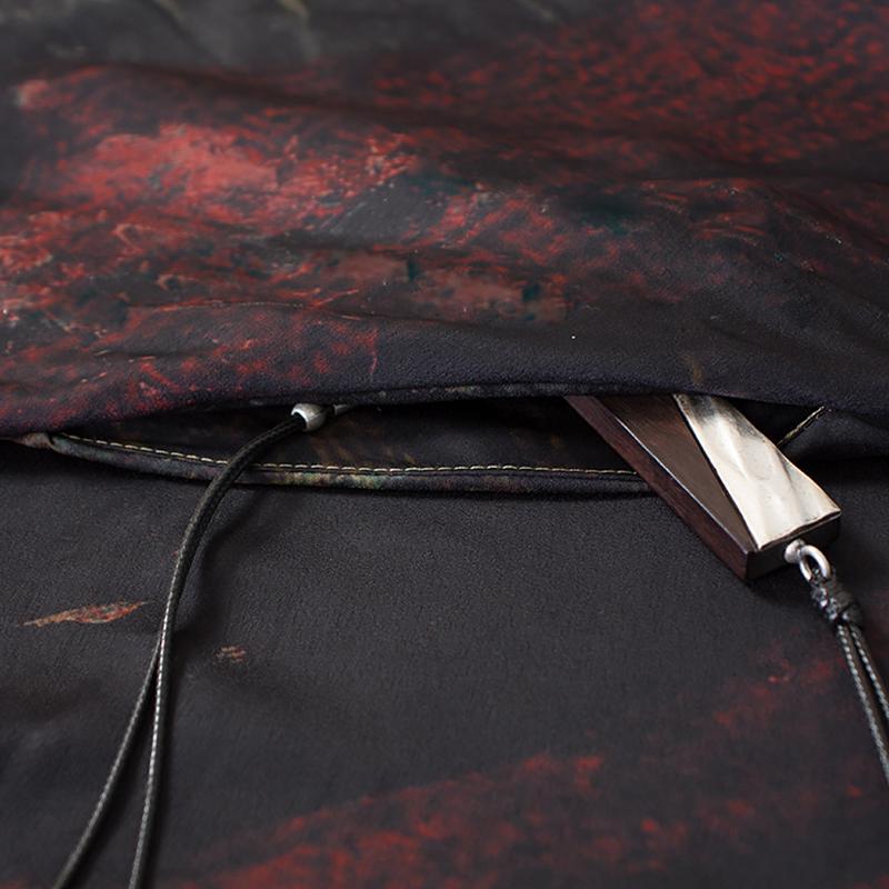 Stand Collar Irregular Loose Print Dress