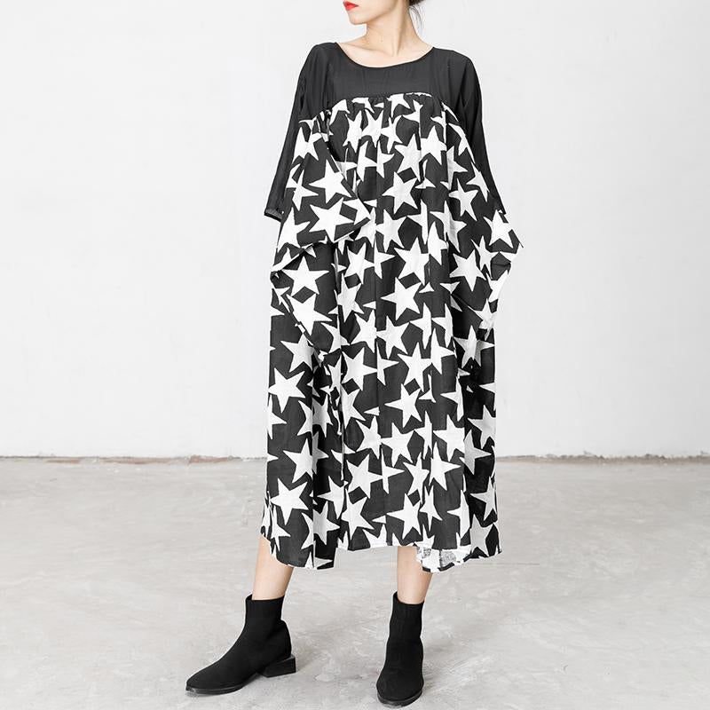 Star Print Spliced Soft Comfortable Loose Dress