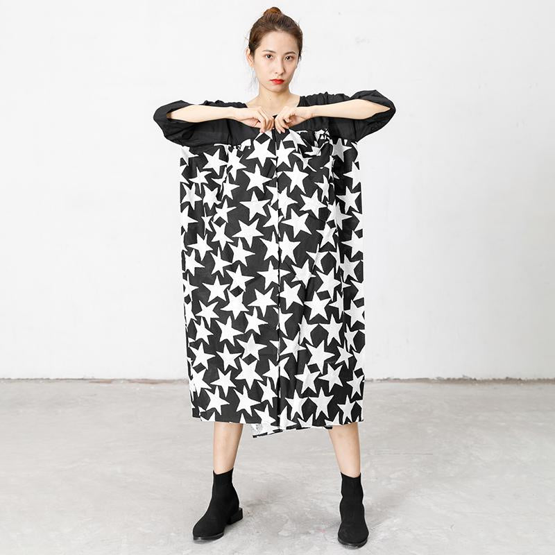 Star Print Spliced Soft Comfortable Loose Dress