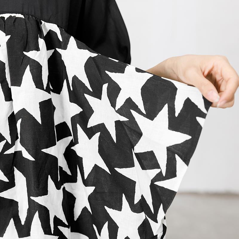 Star Print Spliced Soft Comfortable Loose Dress