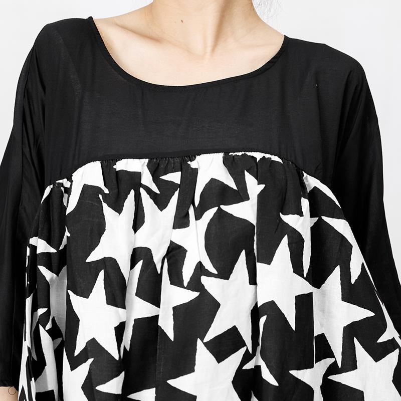 Star Print Spliced Soft Comfortable Loose Dress