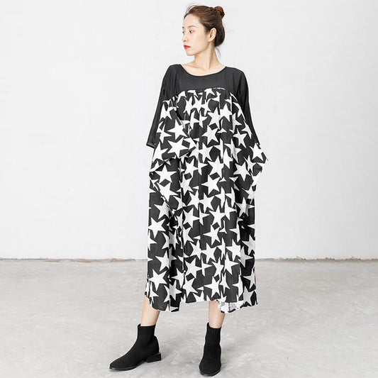 Star Print Spliced Soft Comfortable Loose Dress