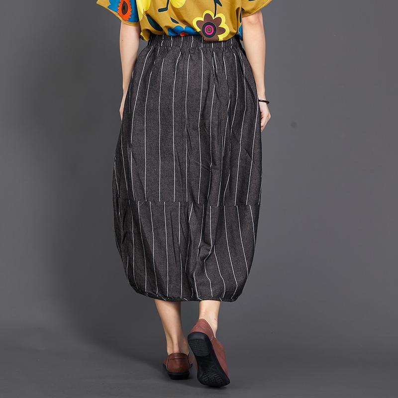 Stripe Baggy Women Elastic Waist Loose Skirt