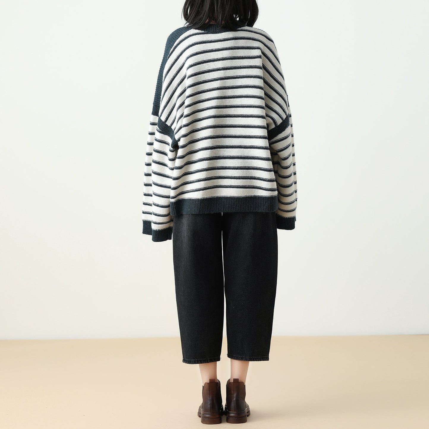 Stripe Drop Shoulder Loose Casual Top