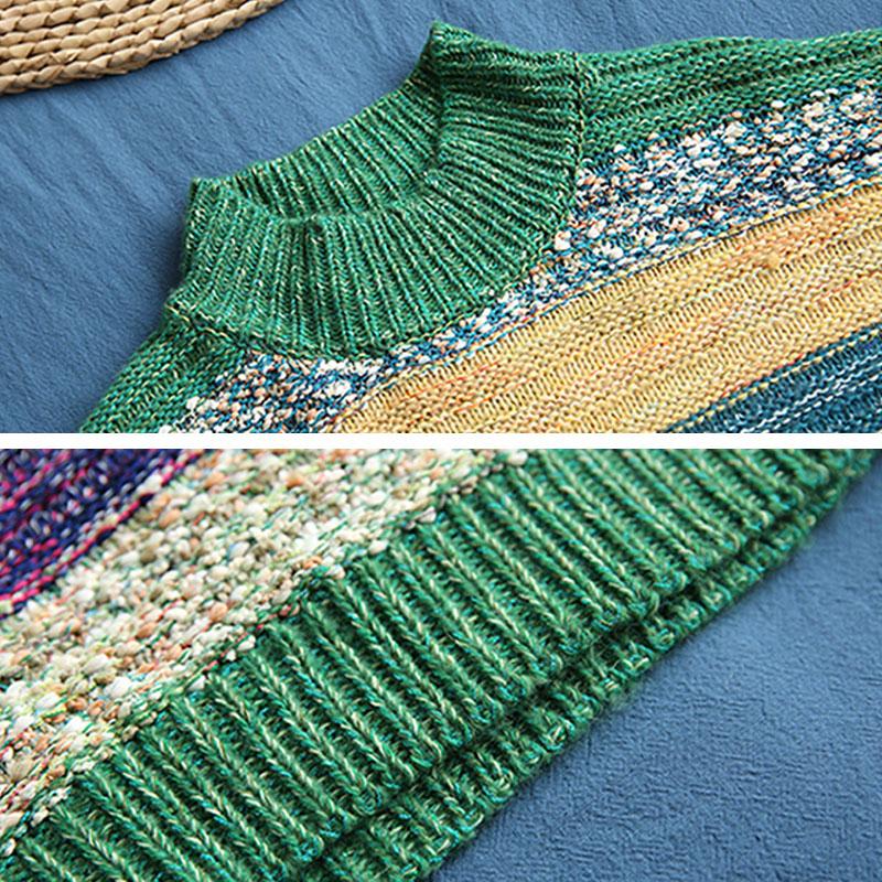 Stripe Women Long Straight Rainbow Sweater