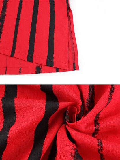 Striped Print Summer Plus Size Dress