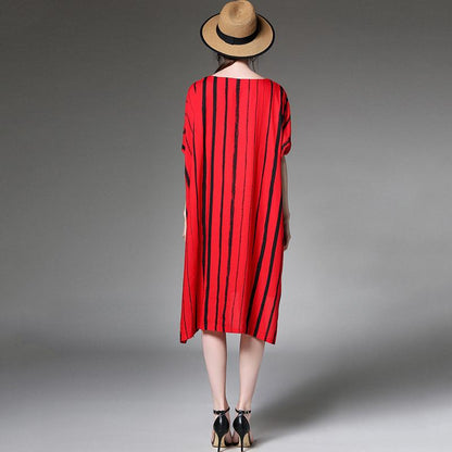 Striped Print Summer Plus Size Dress