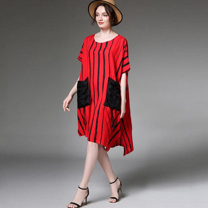 Striped Print Summer Plus Size Dress