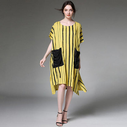 Striped Print Summer Plus Size Dress