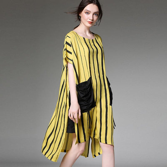 Striped Print Summer Plus Size Dress