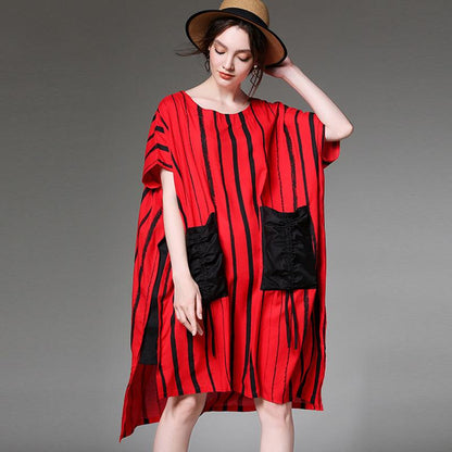 Striped Print Summer Plus Size Dress