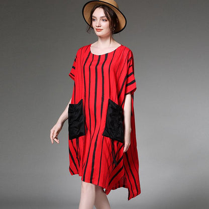 Striped Print Summer Plus Size Dress