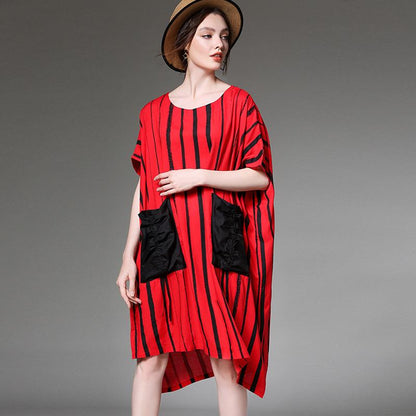 Striped Print Summer Plus Size Dress