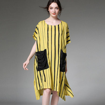 Striped Print Summer Plus Size Dress