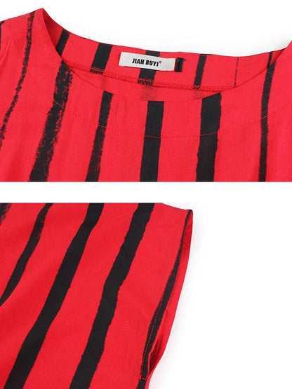 Striped Print Summer Plus Size Dress