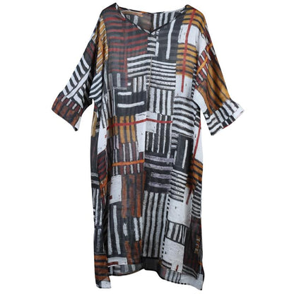 Striped Split Hem Loose Breathable Dress