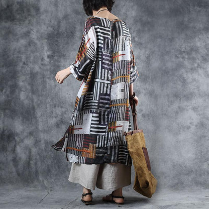 Striped Split Hem Loose Breathable Dress
