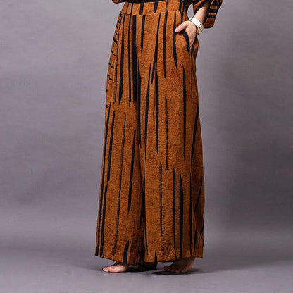 Striped V-Neck Casual Two Piece Set