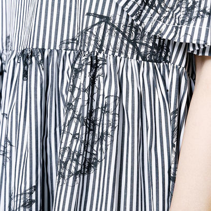 Stripes And Floral Printed Casual Dress