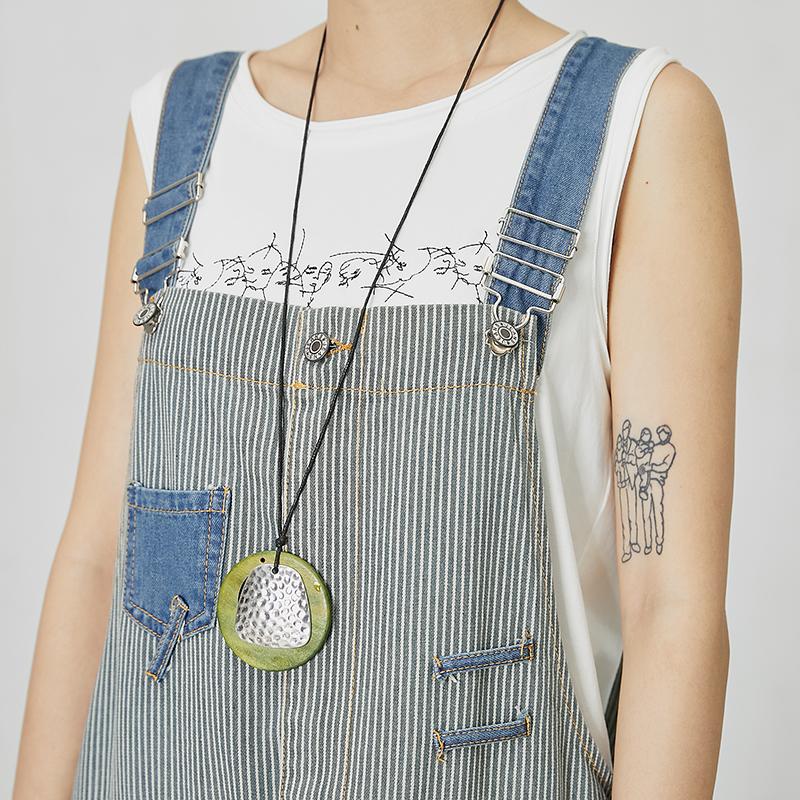Stripes And Frayed Casual Loose Jumpsuit