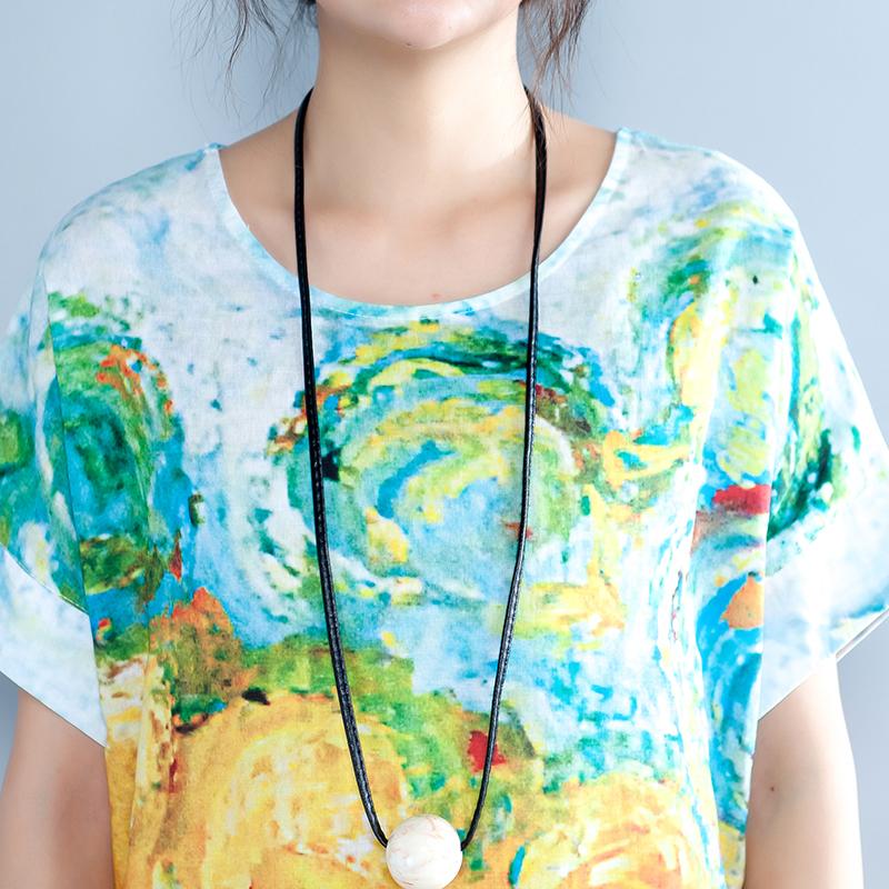 Summer Abstract Printed Straight Midi Dress