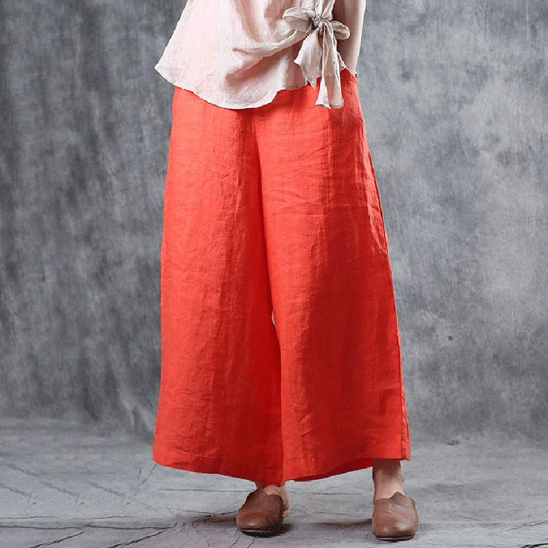 Summer Casual Orangered Thin Wide Leg Pants