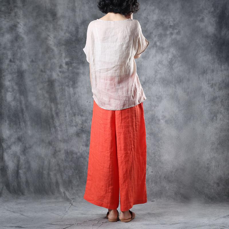 Summer Casual Orangered Thin Wide Leg Pants