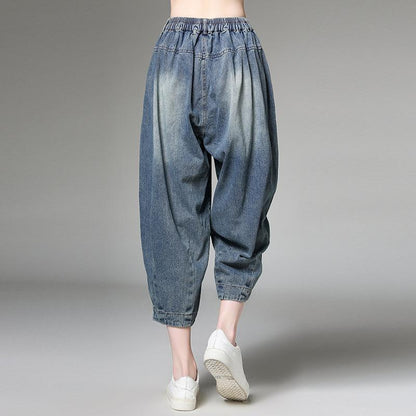 Summer Casual Solid Color Denim Harem Pants
