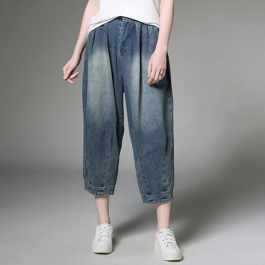 Summer Casual Solid Color Denim Harem Pants