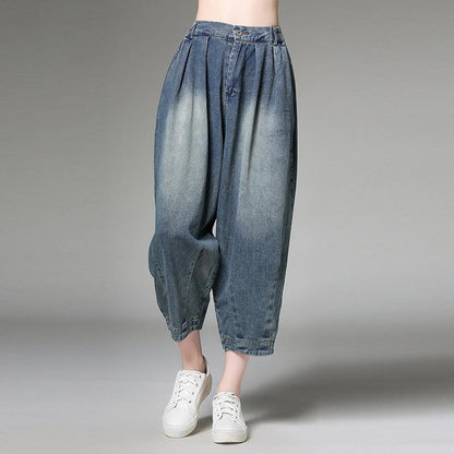 Summer Casual Solid Color Denim Harem Pants
