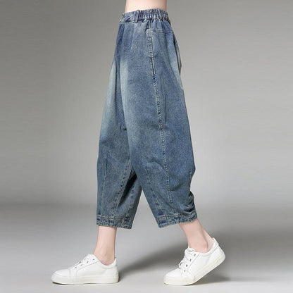 Summer Casual Solid Color Denim Harem Pants