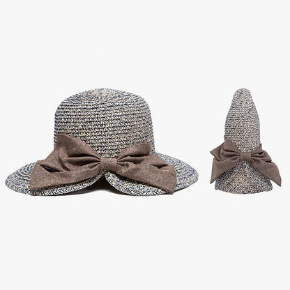 Summer Casual Solid Straw Bow Hat