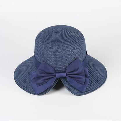 Summer Casual Solid Straw Bow Hat