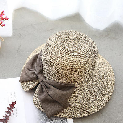 Summer Casual Solid Straw Bow Hat