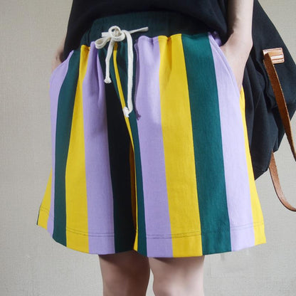 Summer Colored Stripes Casual Loose Shorts