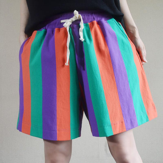 Summer Colored Stripes Casual Loose Shorts