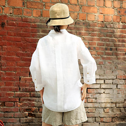 Summer Cool Casual Loose Linen White Shirt