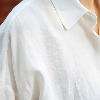 Summer Cool Casual Loose Linen White Shirt