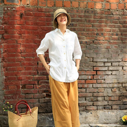 Summer Cool Casual Loose Linen White Shirt