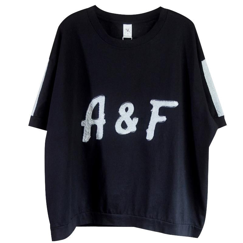 Summer Cotton Letter Spliced Short Sleeve T-shirt