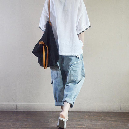 Summer Cotton Pockets Regular Short Sleeve T-shirt