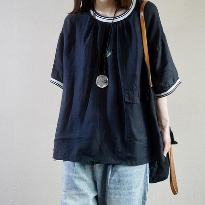 Summer Cotton Pockets Regular Short Sleeve T-shirt