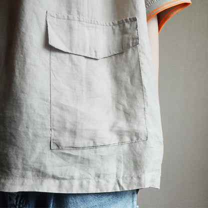 Summer Cotton Pockets Regular Short Sleeve T-shirt