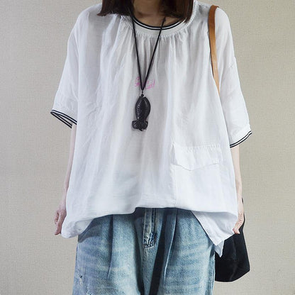Summer Cotton Pockets Regular Short Sleeve T-shirt