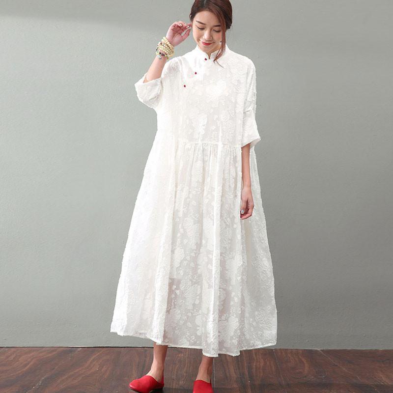 Summer Elegant Jacquard Lace Women Dress