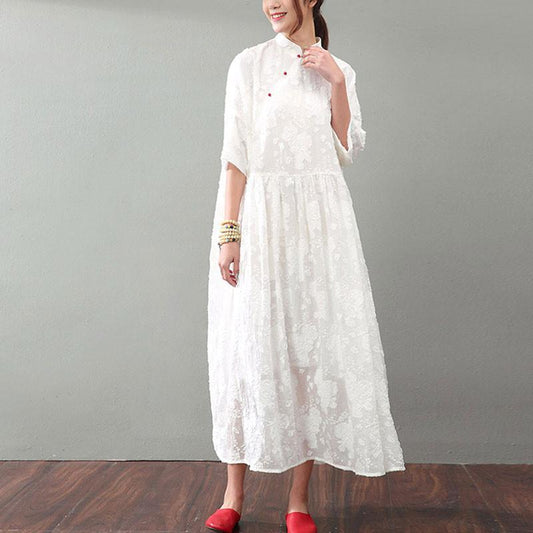 Summer Elegant Jacquard Lace Women Dress