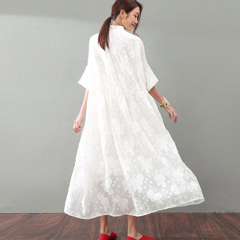 Summer Elegant Jacquard Lace Women Dress