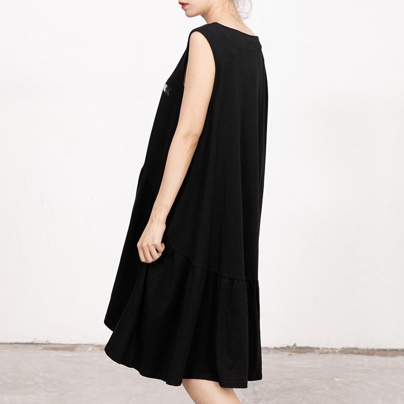 Summer Embroidery Sleeveless Loose Midi Dress